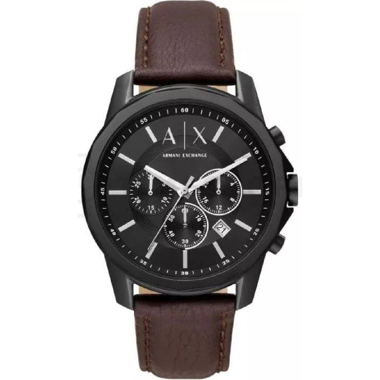 Armani Exchange Outerbanks Chronograph Black Dial Brown Leather Strap Watch For Men - AX1732