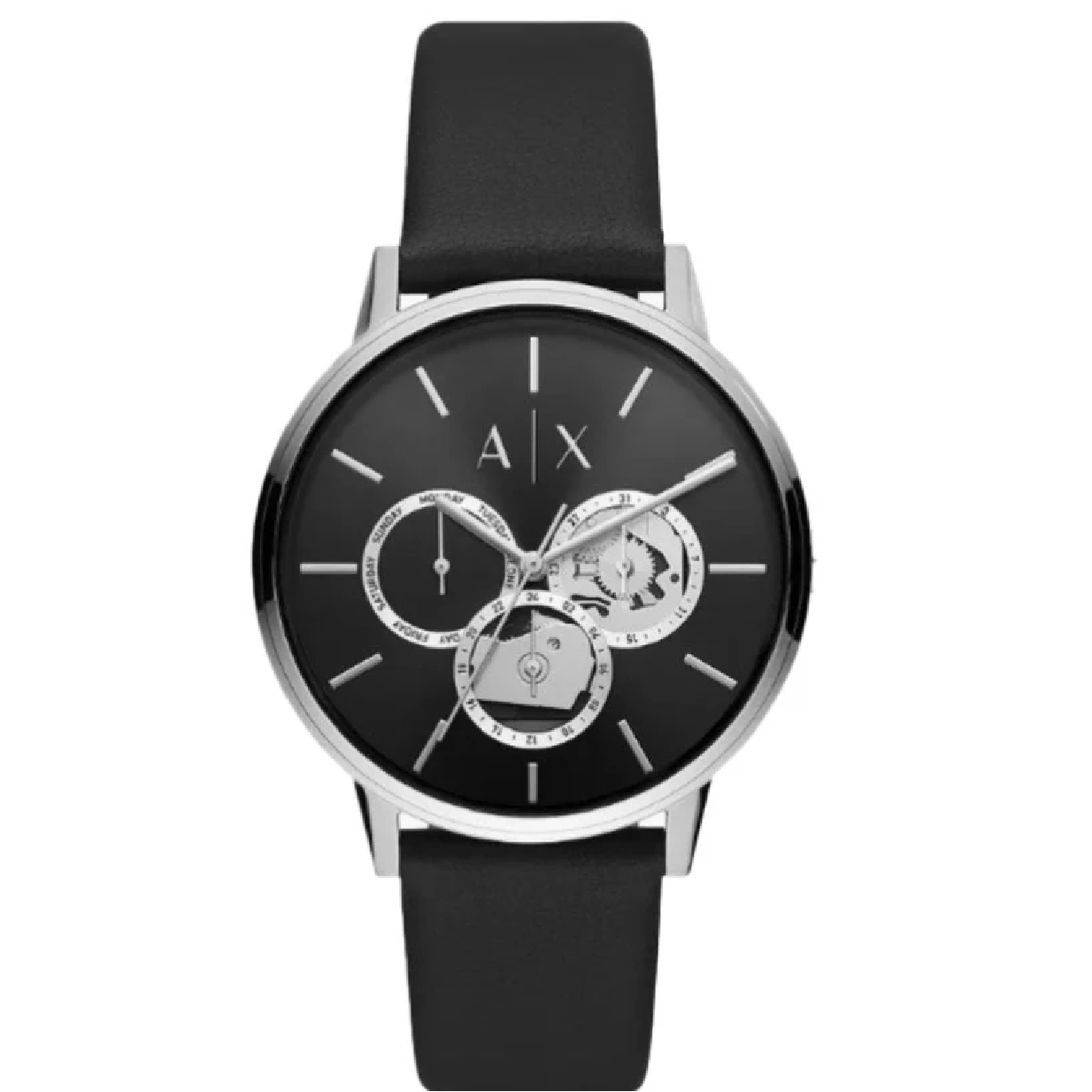 Armani Exchange Cayde Chronograph Black Dial Black Leather Strap Watch for Men - AX2745