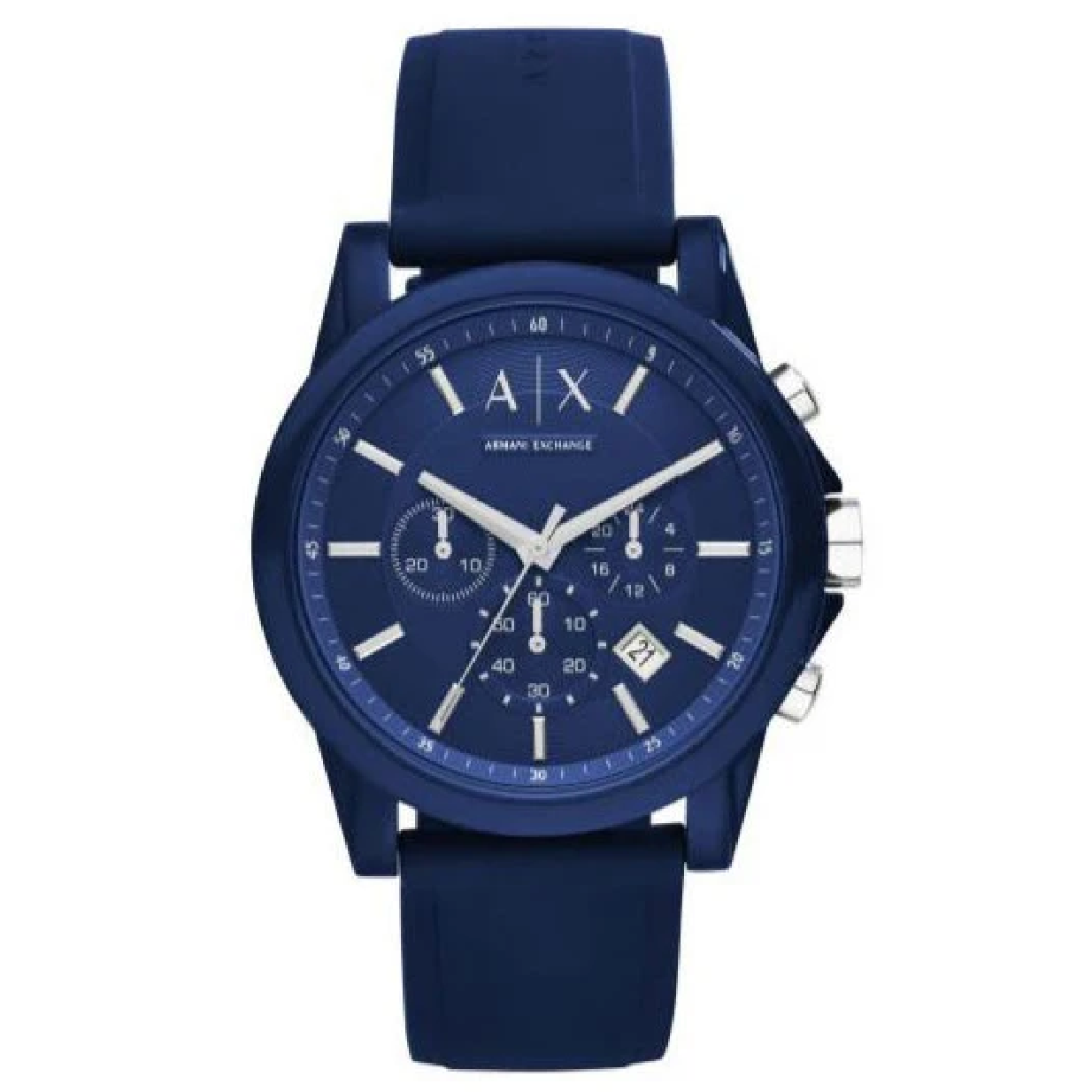 Armani Exchange Outerbanks Chronograph Blue Dial Blue Silicone Strap Watch For Men - AX1327