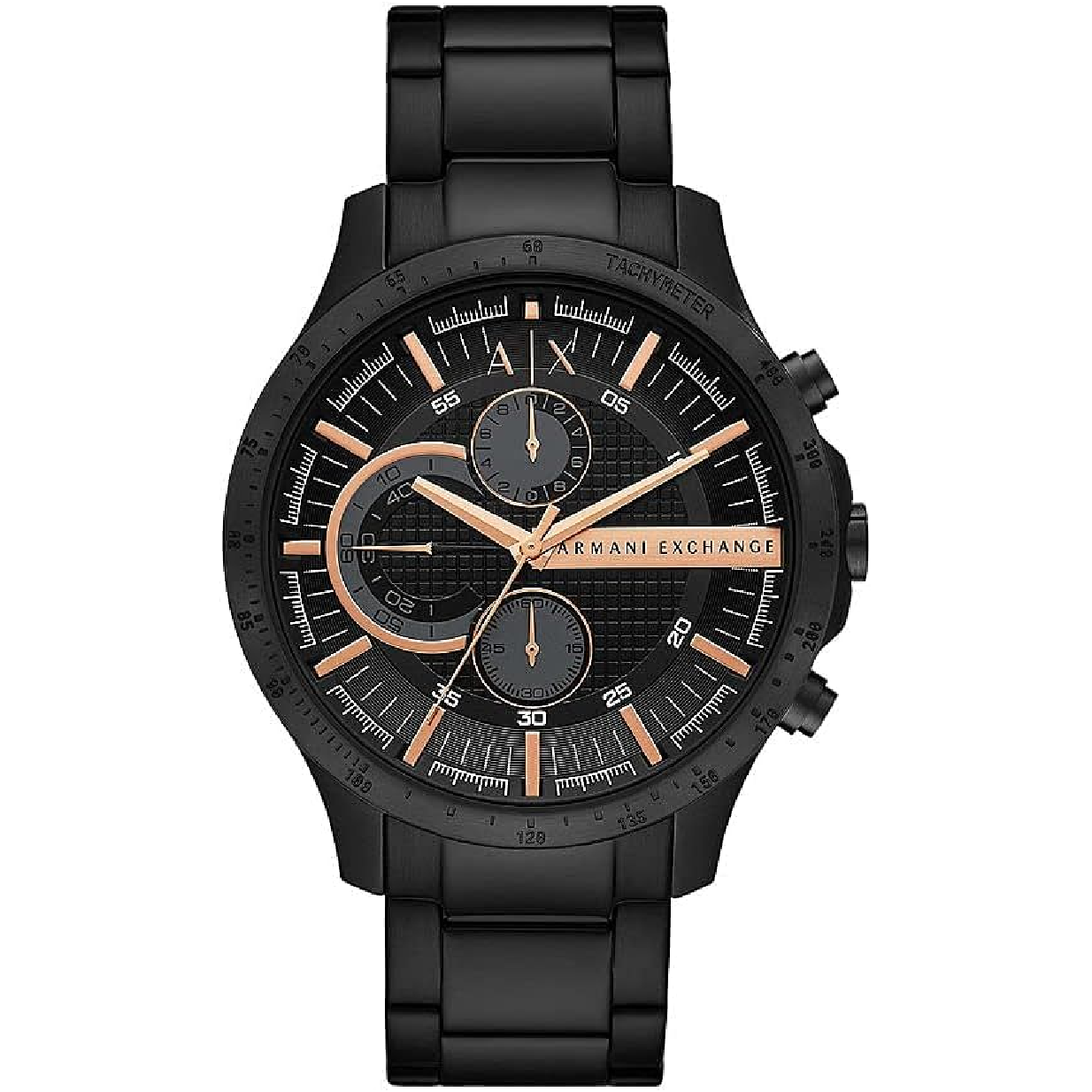 Armani Exchange Chronograph Black Dial Black Steel Strap Watch For Men - AX2429