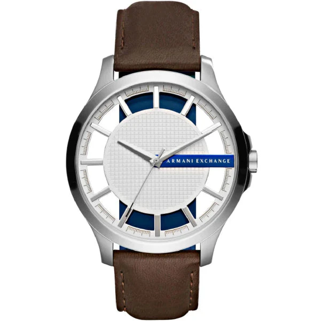 Armani Exchange Hampton Chronograph White Dial Brown Leather Strap Watch For Men - AX2187