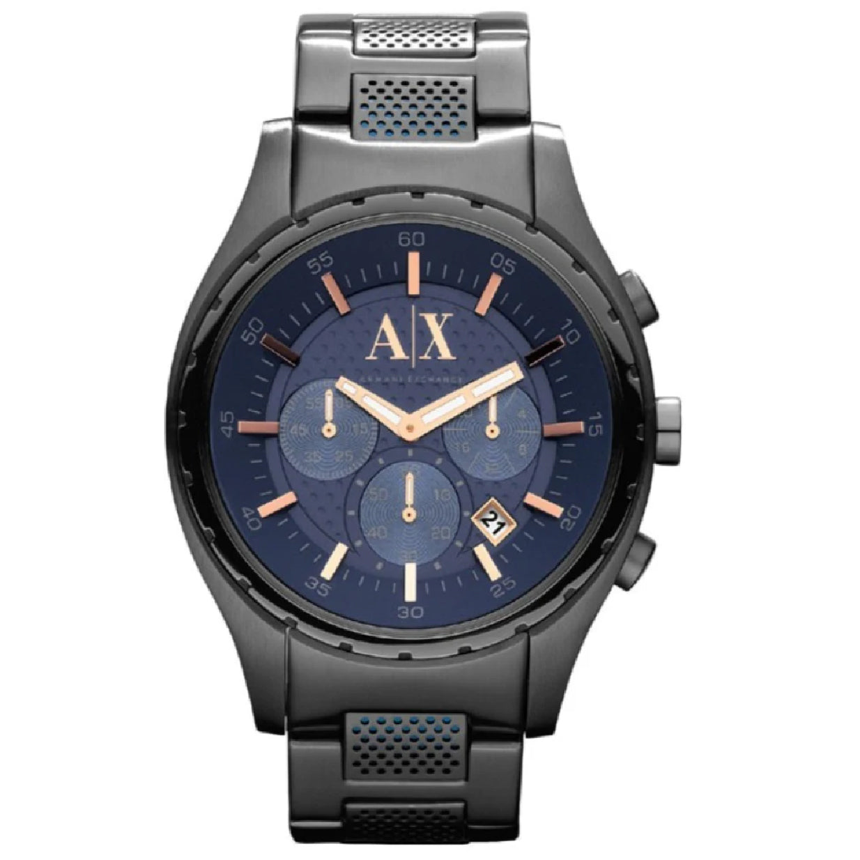 Armani Exchange Chronograph Blue Dial Grey Steel Strap Watch For Men - AX1166