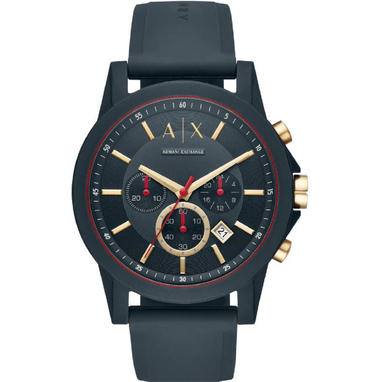 Armani Exchange Outerbanks Chronograph Blue Dial Blue Silicone Strap Watch For Men - AX1335
