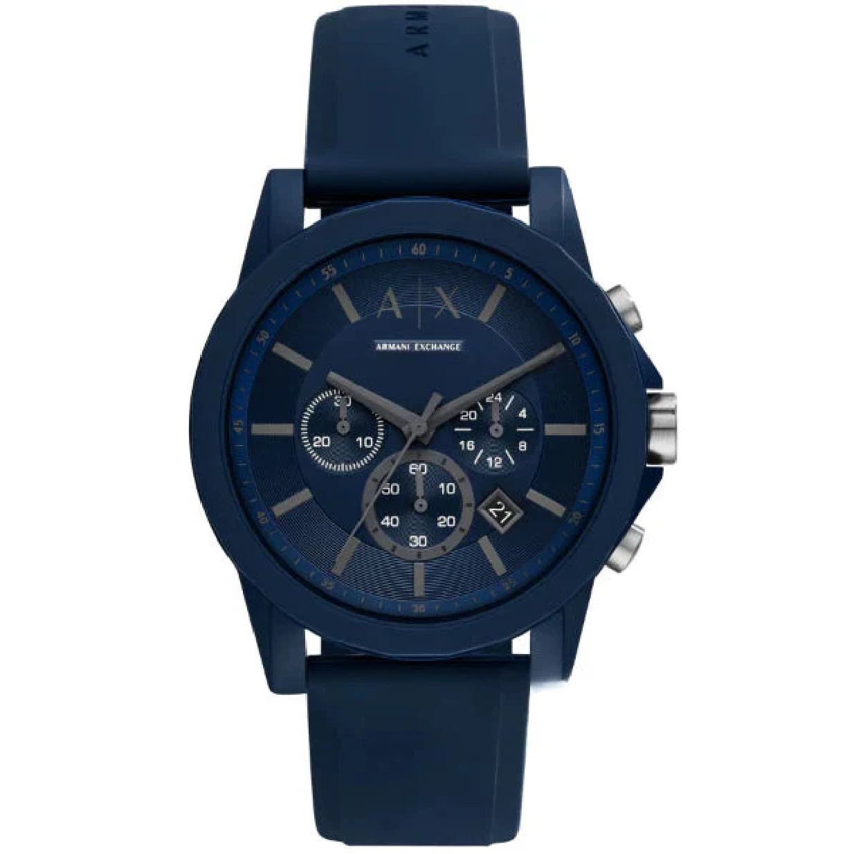 Armani Exchange Outerbanks Chronograph Blue Dial Blue Silicone Strap Watch For Men - AX7128