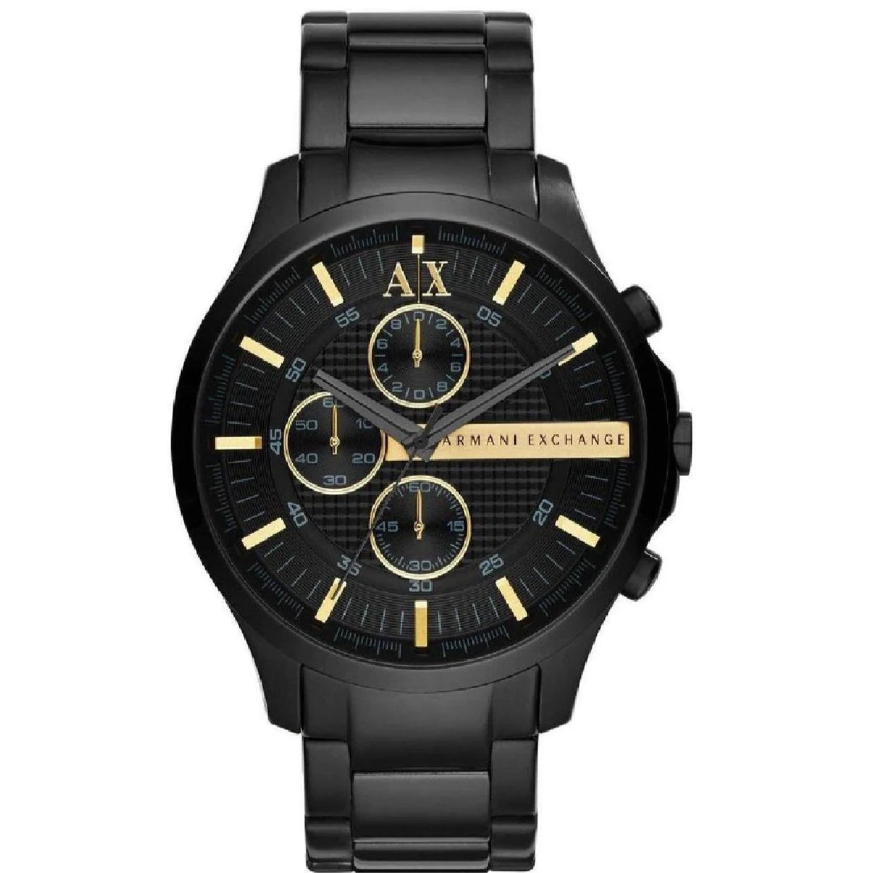 Armani Exchange Hampton Chronograph Black Dial Black Steel Strap Watch For Men - AX2164