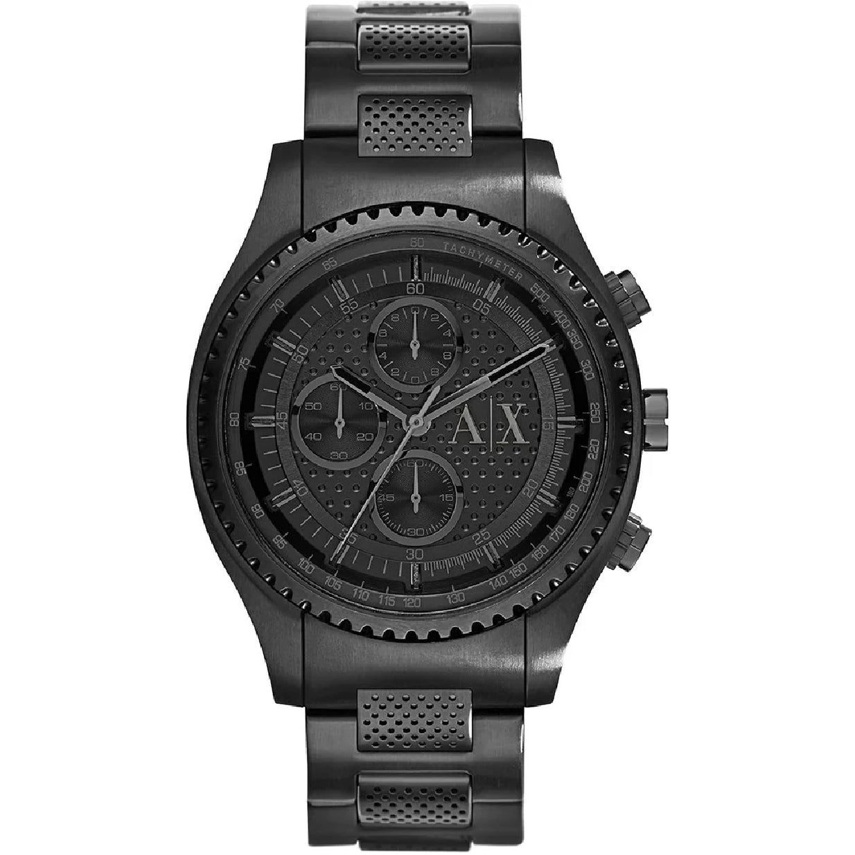 Armani Exchange Chronograph Black Dial Black Steel Strap Watch For Men - AX1605