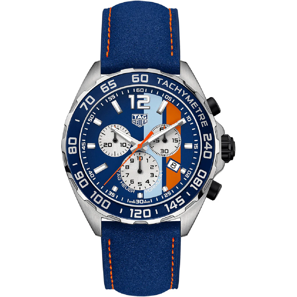 Tag Heuer Formula 1 Gulf Edition Blue Dial Blue Leather Strap Watch for Men - CAZ101N.FC8243