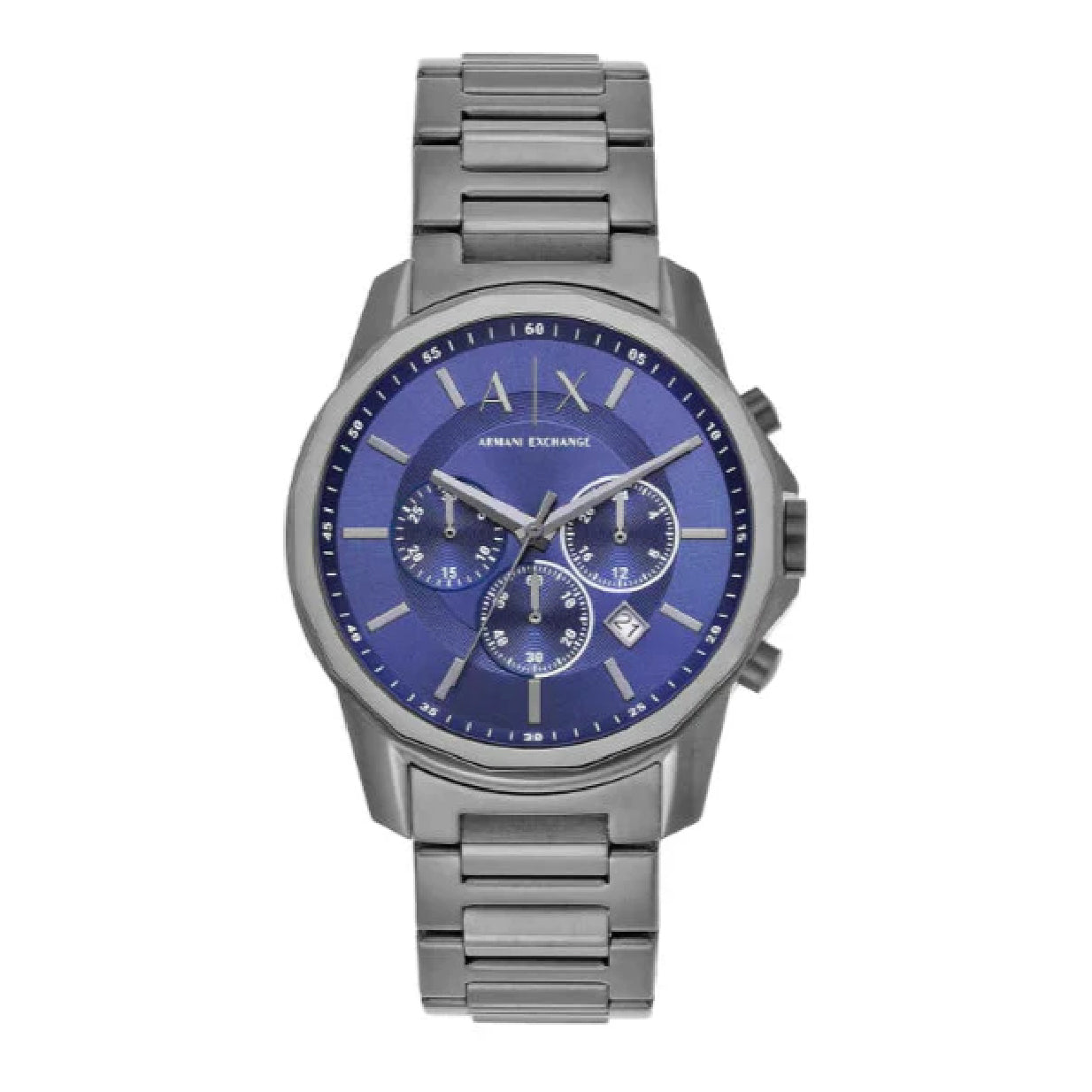 Armani Exchange Banks Chronograph Blue Dial Grey Steel Strap Watch For Men - AX1731