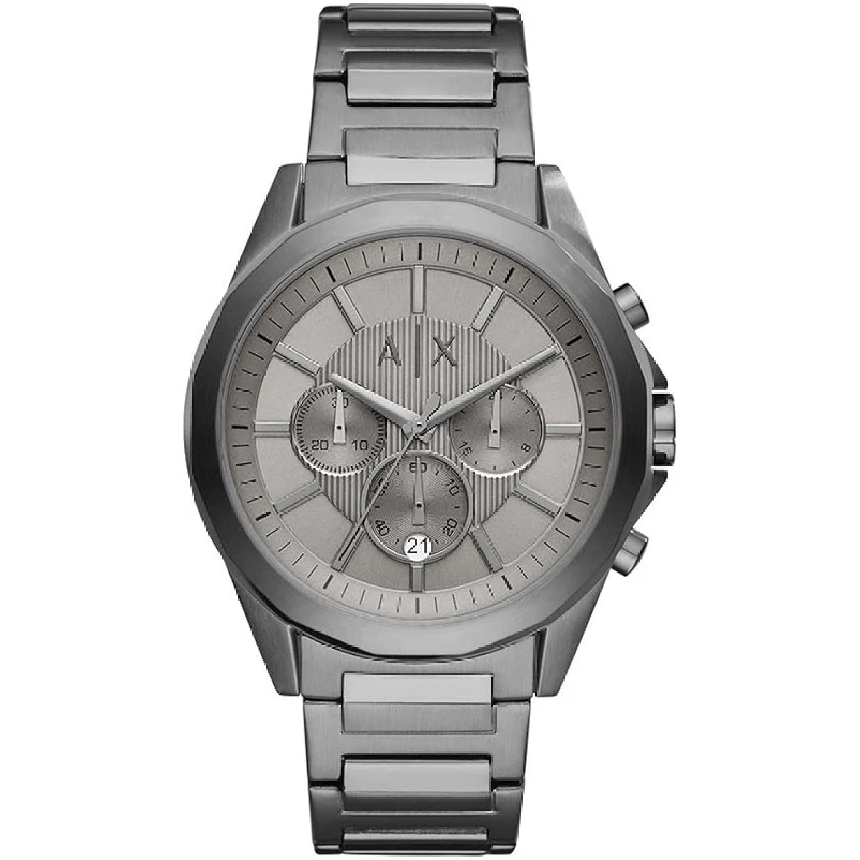 Armani Exchange Drexler Chronograph Grey Dial Grey Steel Strap Watch For Men - AX2603