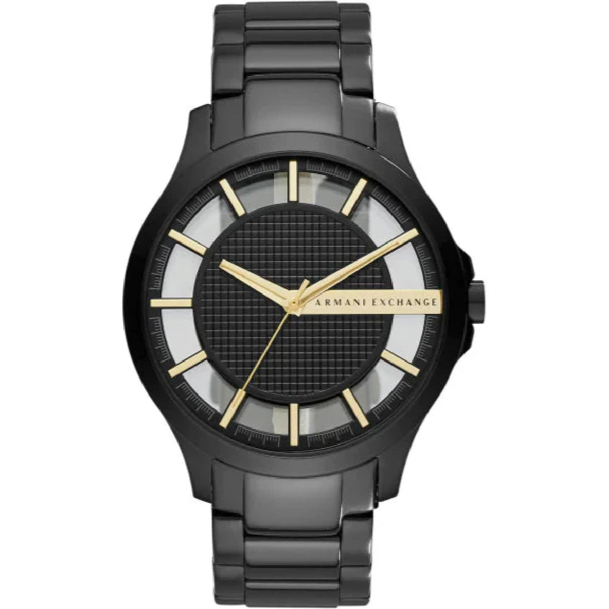 Armani Exchange Hampton Chronograph Black Dial Black Steel Strap Watch For Men - AX2192