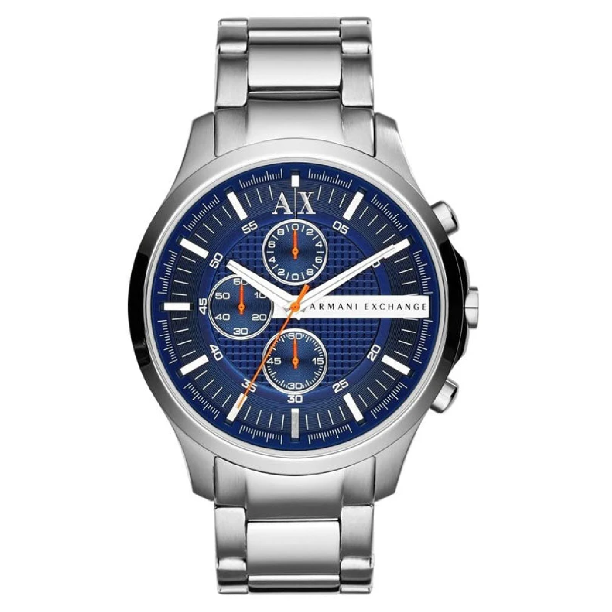 Armani Exchange Hampton Chronograph Blue Dial Silver Steel Strap Watch For Men - AX2155