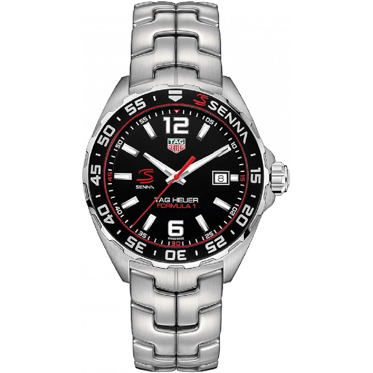 Tag Heuer Formula 1 Senna Limited Edition Black Dial Silver Steel Strap Watch for Men - WAZ1012.BA0883