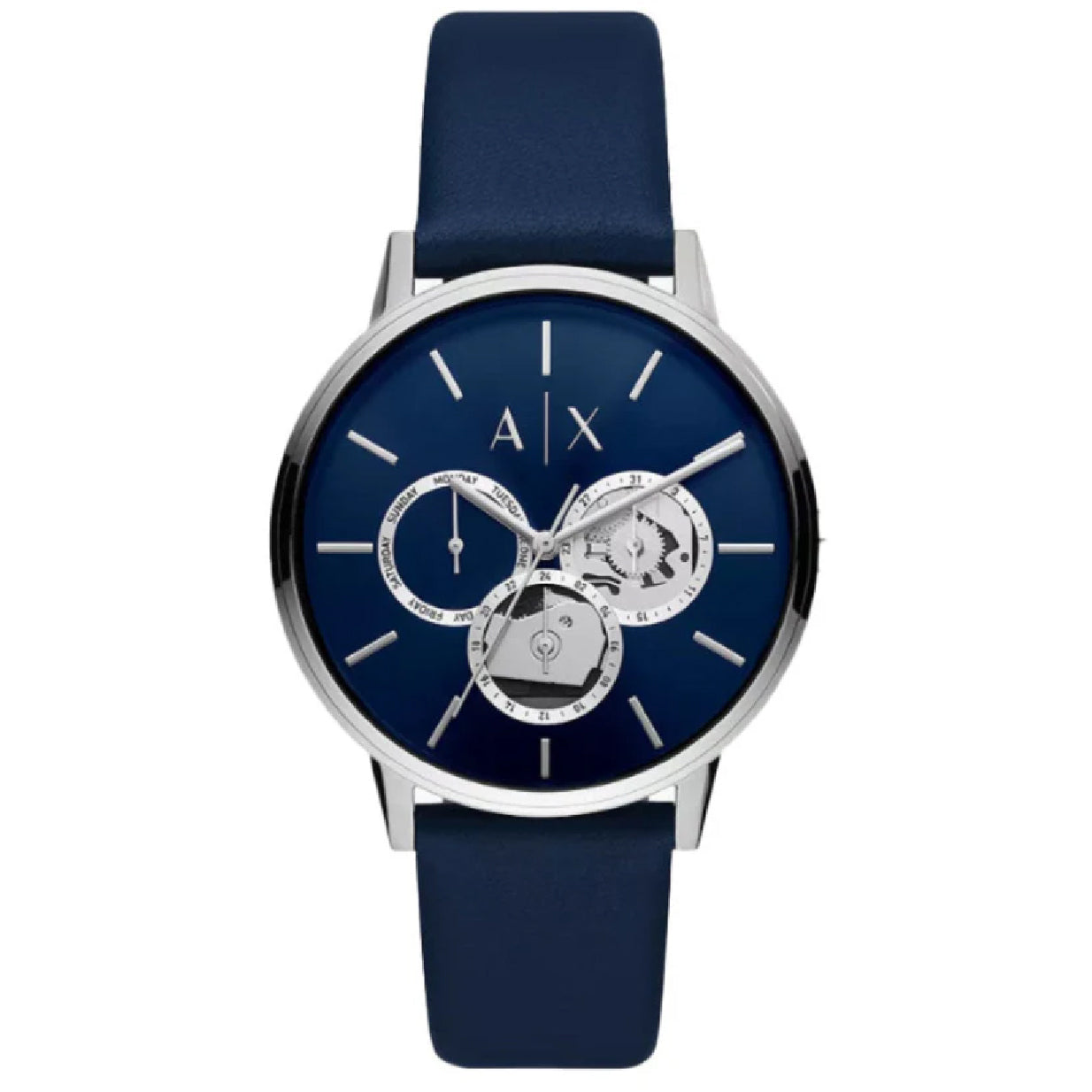 Armani Exchange Cayde Chronograph Blue Dial Blue Leather Strap Watch for Men - AX2746  2 sold in last 8 hours