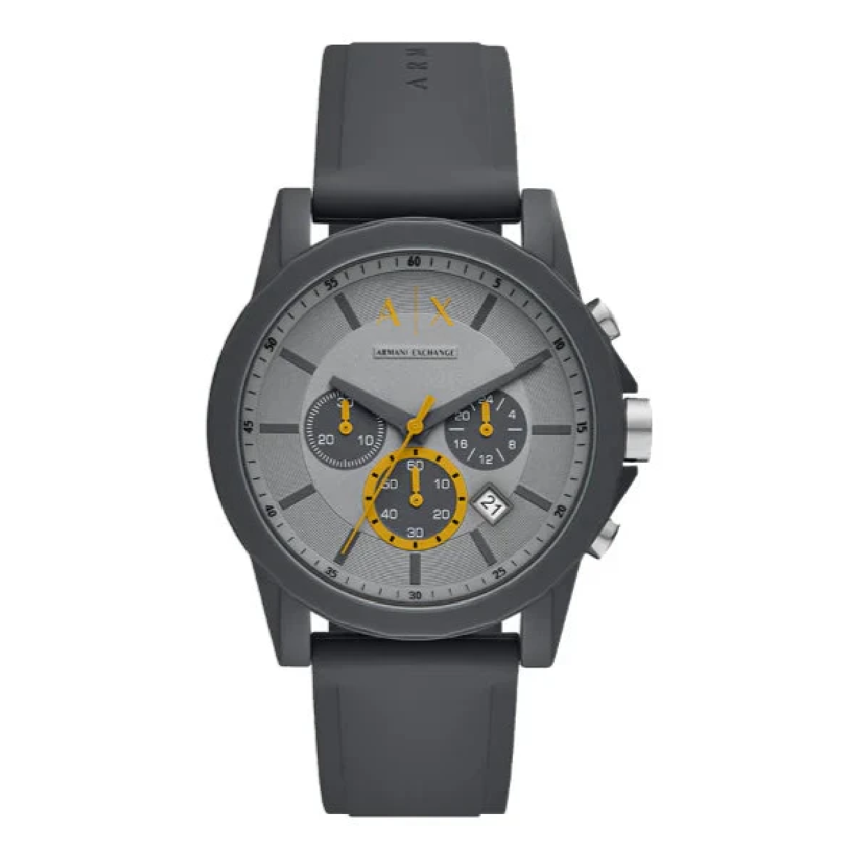 Armani Exchange Outerbanks Chronograph Grey Dial Grey Silicone Strap Watch For Men - AX7123