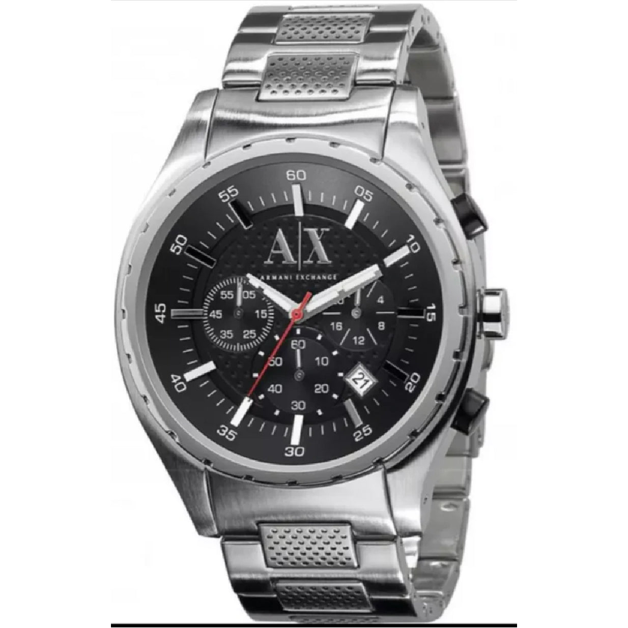 Armani Exchange Miami Chronograph Black Dial Silver Steel Strap Watch For Men - AX1057