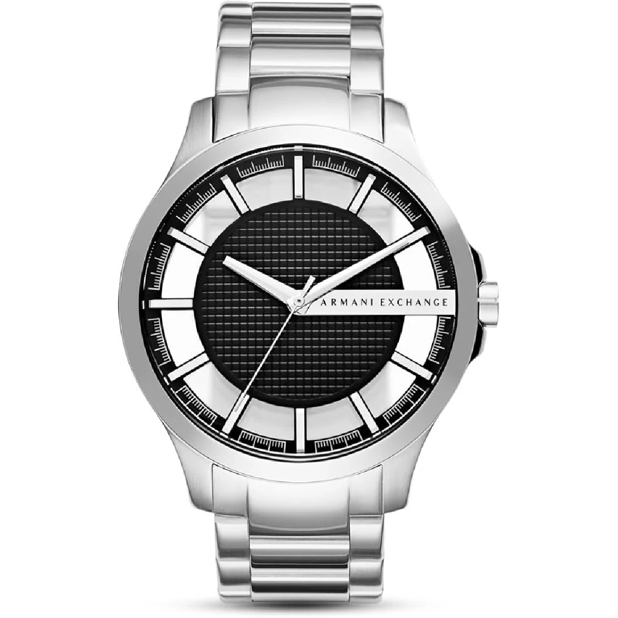 Armani Exchange Hampton Chronograph Black Dial Silver Steel Strap Watch For Men - AX2179