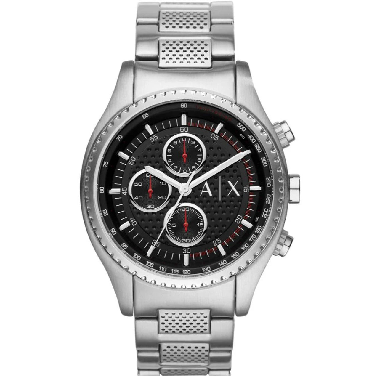 Armani Exchange The Driver Chronograph Black Dial Silver Steel Strap Watch For Men - AX1612