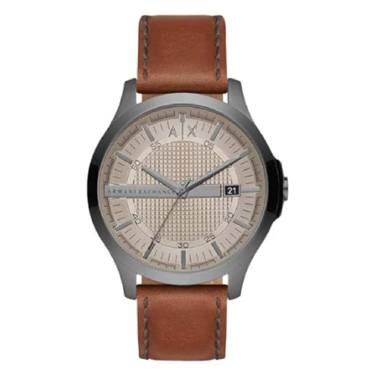 Armani Exchange Hampton Chronograph Grey Dial Brown Leather Strap Watch For Men - AX2414