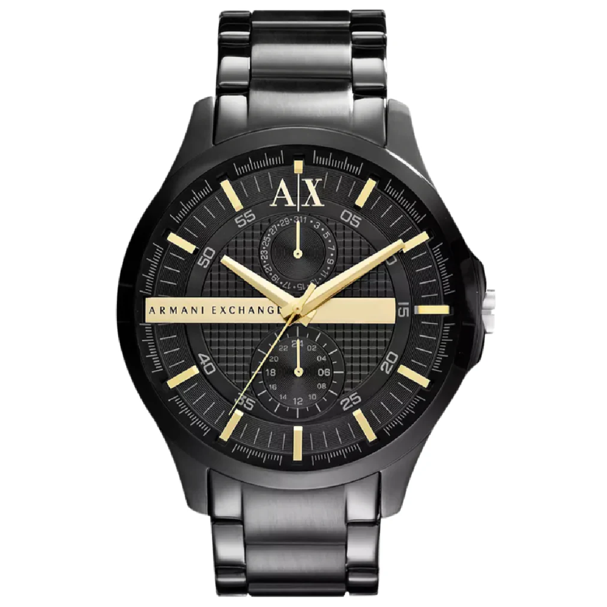 Armani Exchange Hampton Chronograph Black Dial Black Steel Strap Watch For Men - AX2121