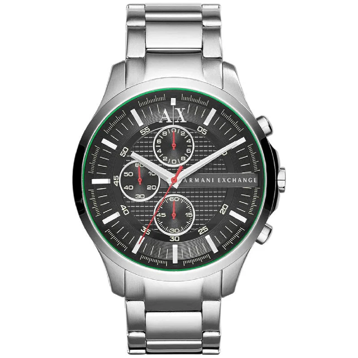Armani Exchange Hampton Chronograph Black Dial Silver Steel Strap Watch For Men - AX2163