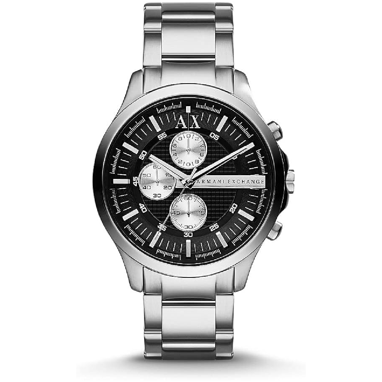 Armani Exchange Hampton Chronograph Black Dial Silver Steel Strap Watch For Men - AX2152
