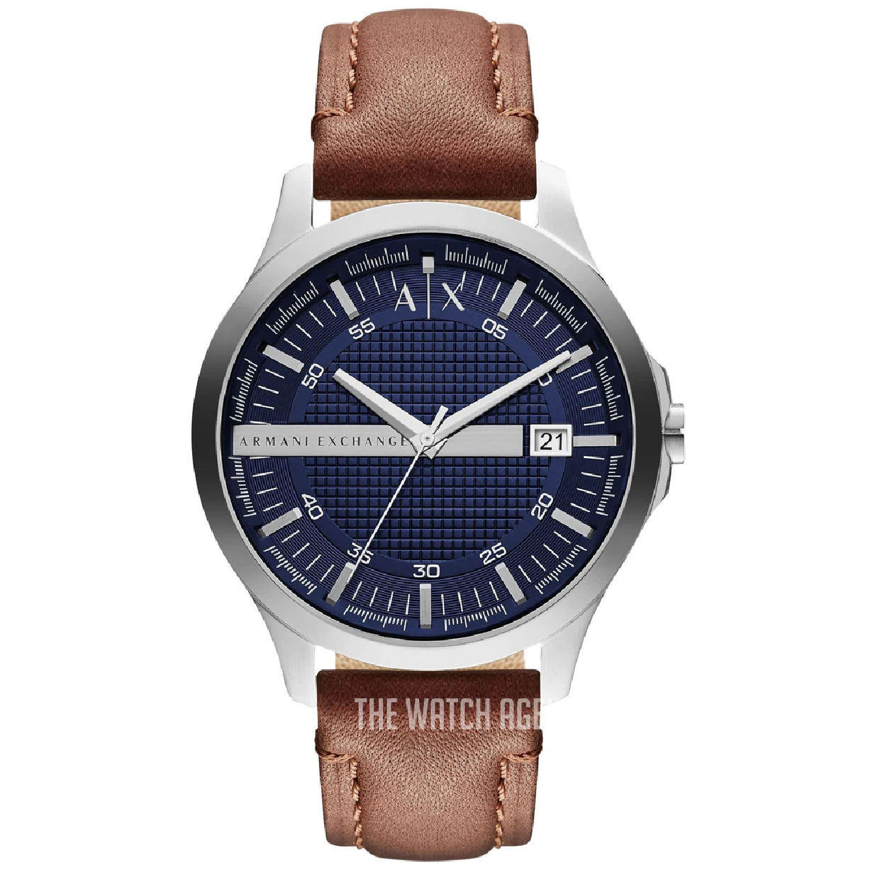 Armani Exchange Hampton Chronograph Blue Dial Brown Leather Strap Watch For Men - AX2133