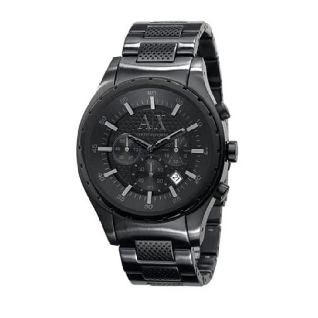 Armani Exchange Chronograph Black Dial Black Steel Strap Watch for Men - AX1058