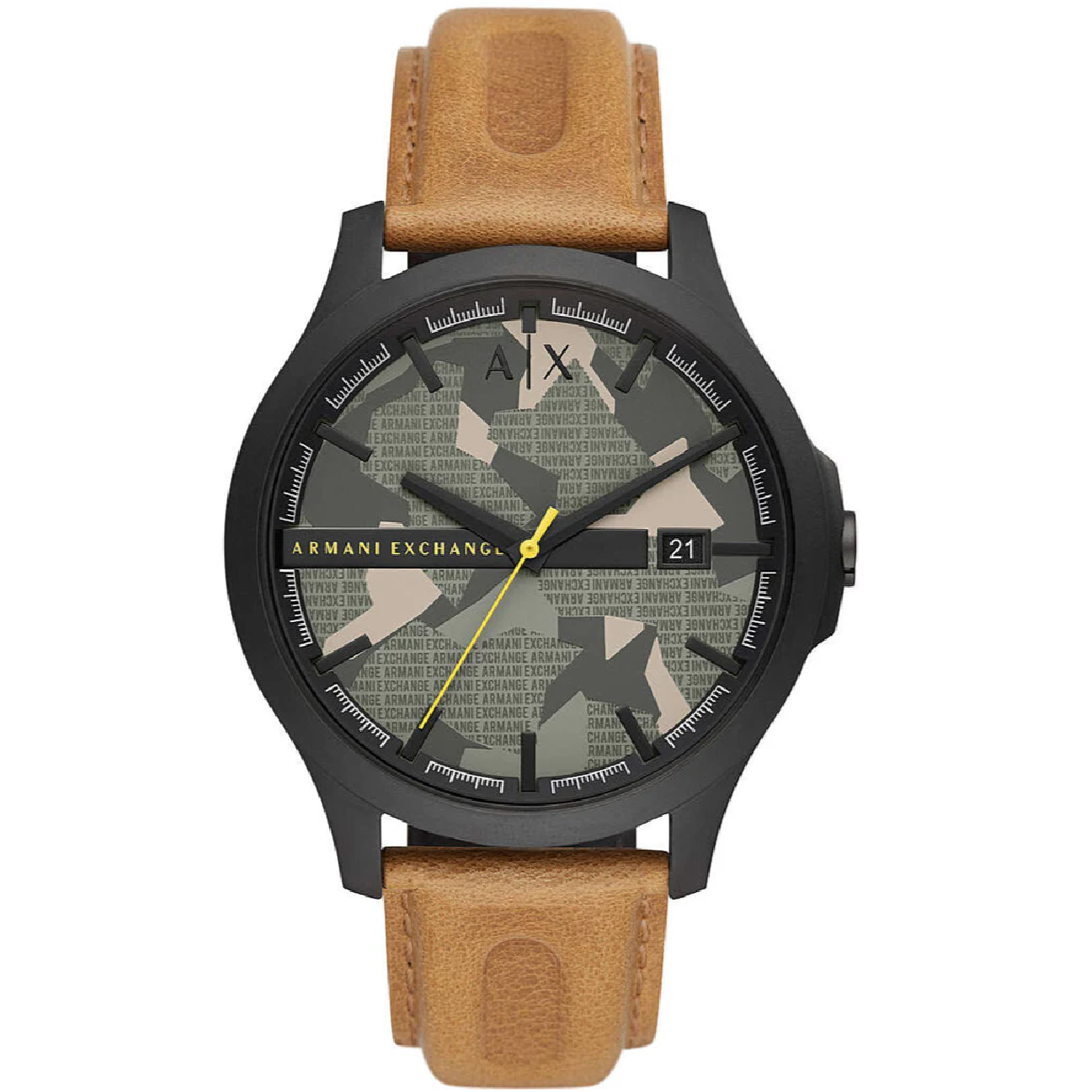 Armani Exchange Hampton Chronograph Green Dial Brown Leather Strap Watch For Men - AX2412