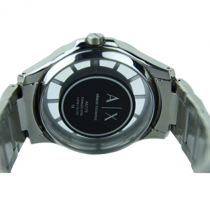Armani Exchange Hampton Chronograph Black Dial Silver Steel Strap Watch For Men - AX2179