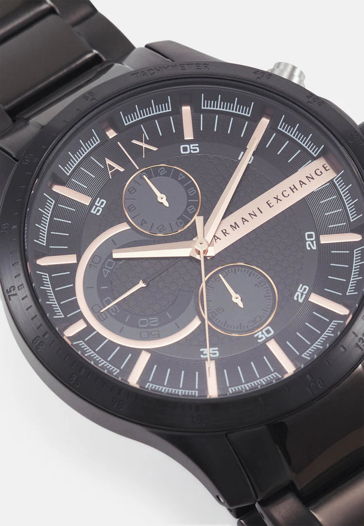 Armani Exchange Chronograph Black Dial Black Steel Strap Watch For Men - AX2429