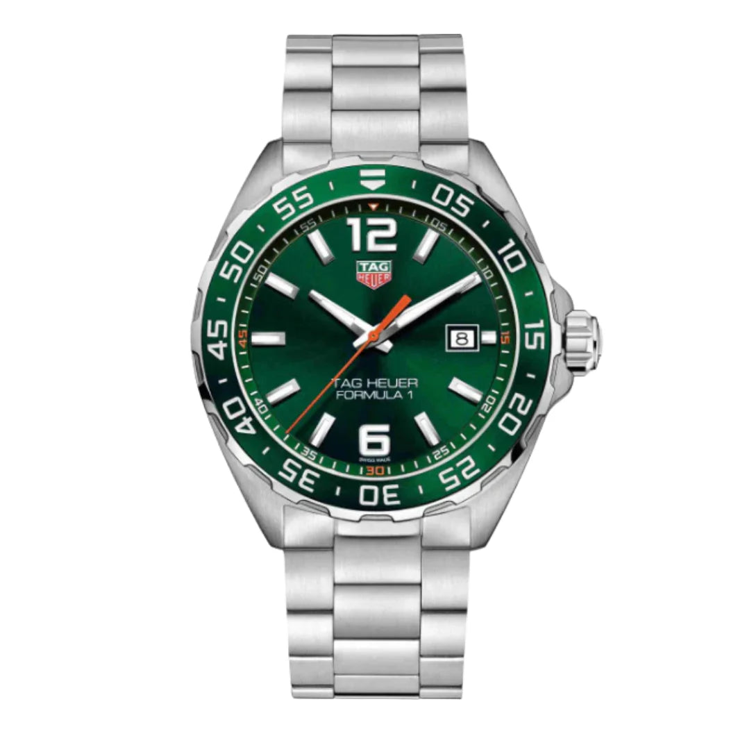 Tag Heuer Formula 1 Limited Edition Green Dial Silver Steel Strap Watch for Men - WAZ1017.BA0842