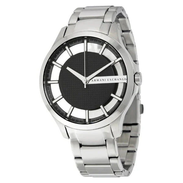Armani Exchange Hampton Chronograph Black Dial Silver Steel Strap Watch For Men - AX2179