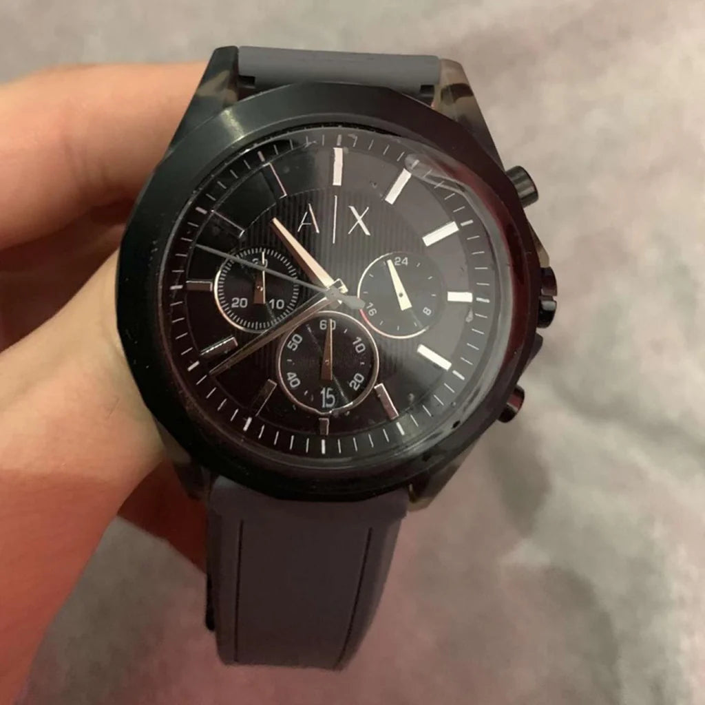 Armani Exchange Drexler Chronograph Black Dial Black Steel Strap Watch For Men - AX2601