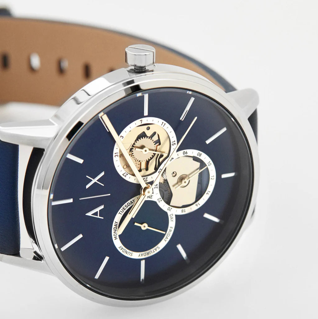 Armani Exchange Cayde Chronograph Blue Dial Blue Leather Strap Watch for Men - AX2746  2 sold in last 8 hours