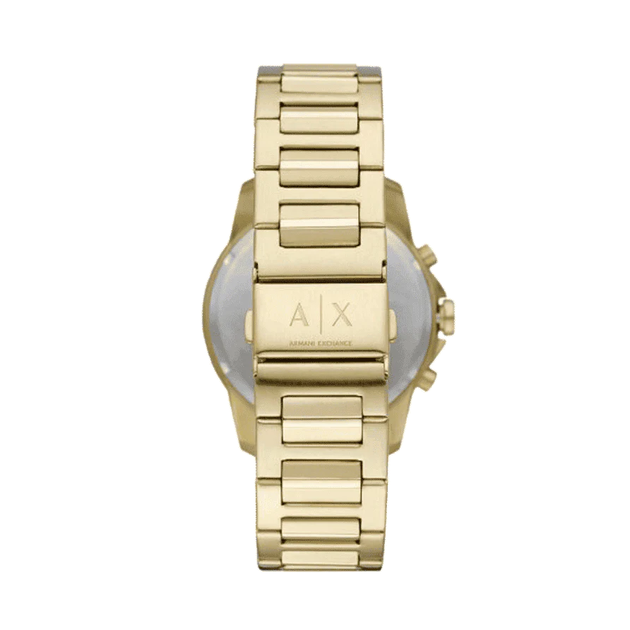 Armani Exchange Banks Chronograph Black Dial Gold Steel Strap Watch For Men - AX1721