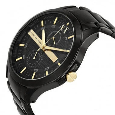 Armani Exchange Hampton Chronograph Black Dial Black Steel Strap Watch For Men - AX2121