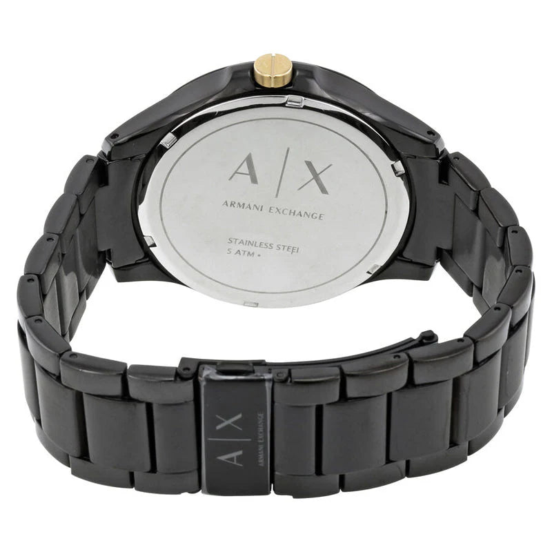 Armani Exchange Hampton Chronograph Black Dial Black Steel Strap Watch For Men - AX2121