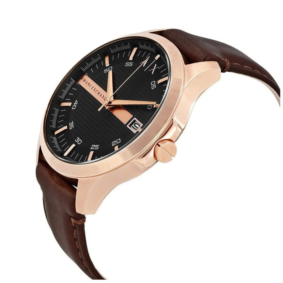 Armani Exchange Hampton Chronograph Blue Dial Brown Leather Strap Watch For Men - AX2172