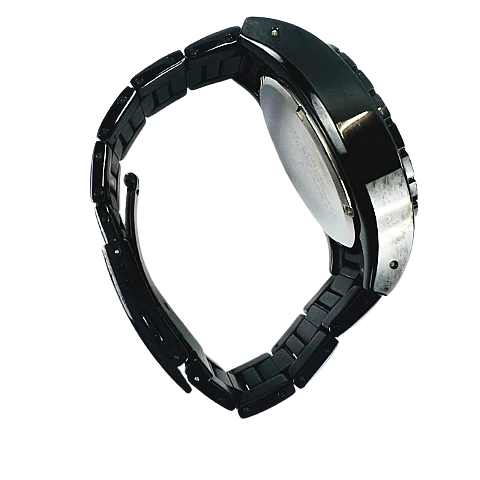 Armani Exchange Chronograph Black Dial Black Steel Strap Watch for Men - AX1058