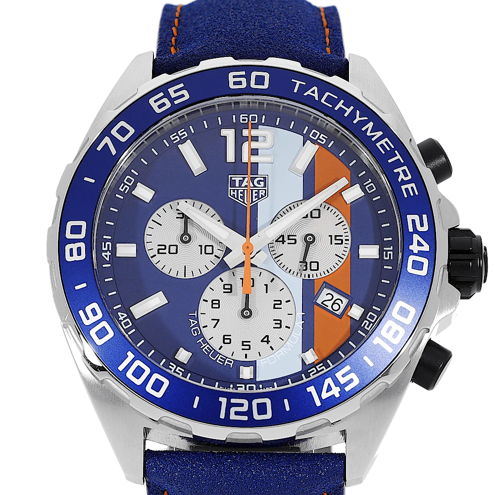 Tag Heuer Formula 1 Gulf Edition Blue Dial Blue Leather Strap Watch for Men - CAZ101N.FC8243